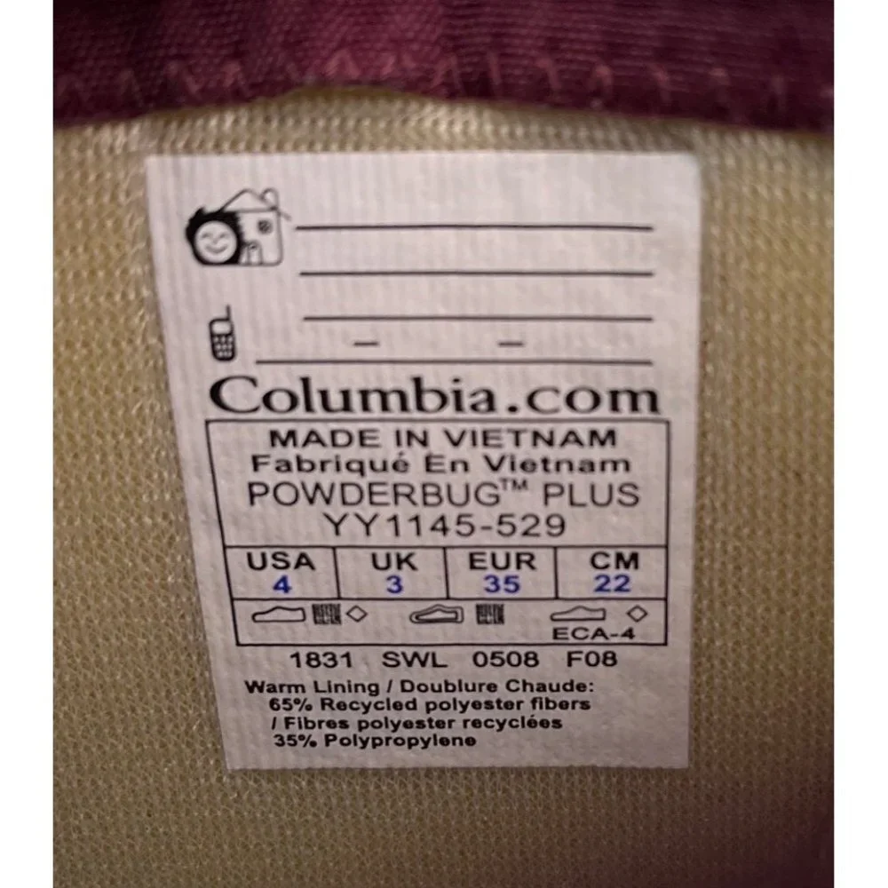 Columbia Big Kids Powderbug Plus Snow Winter Ski Boots Waterproof Purple Size 4
